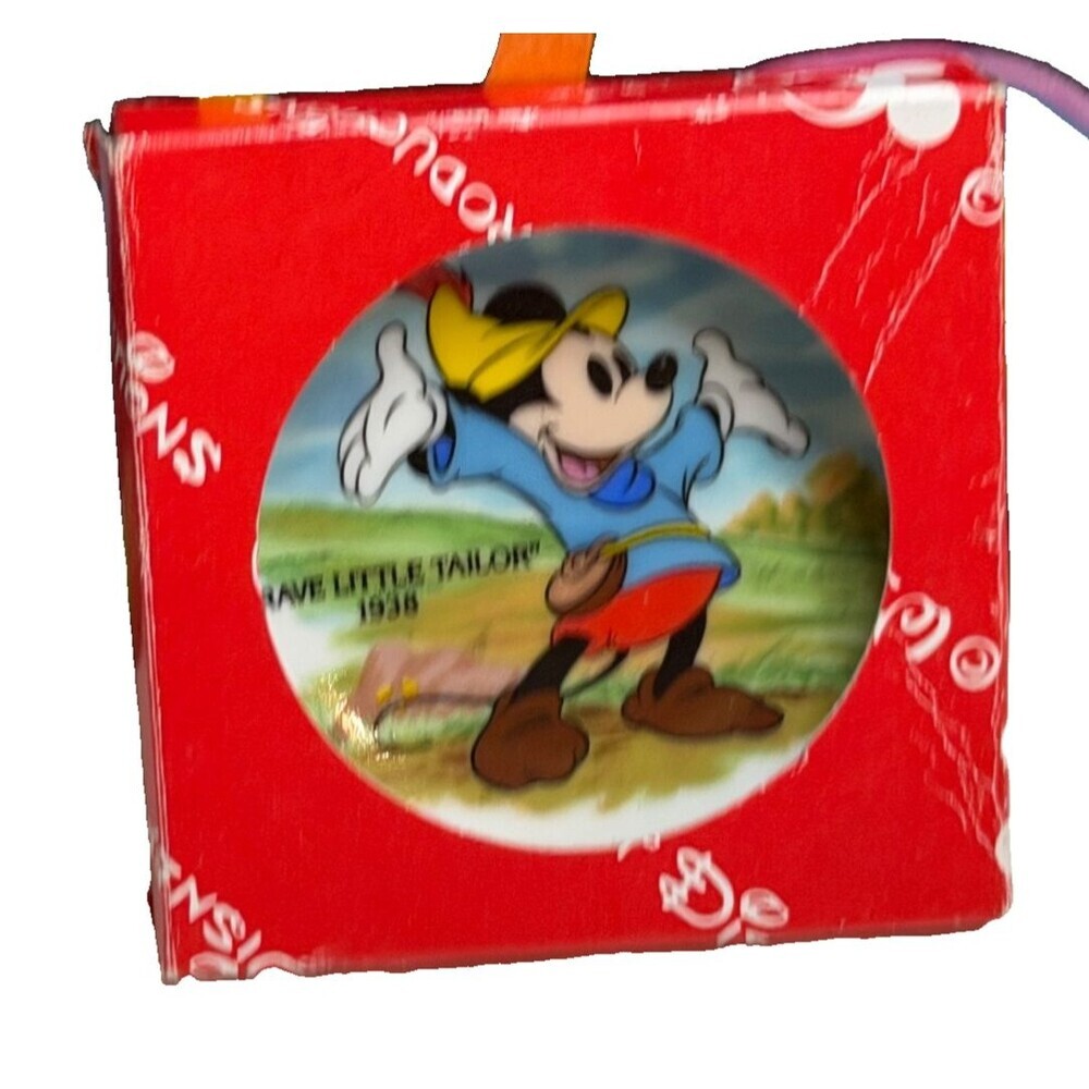 DISNEYLAND DISNEY WORLD MINI PLATE 3 1/4" MICKEY MOUSE BRAVE LITTLE TAILOR VTG